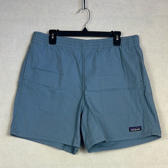 Patagonia NWT Men’s Large Funhoggers Shorts 6” Inch Cotton Blue Outdoor Shorts - Picture 1 of 12
